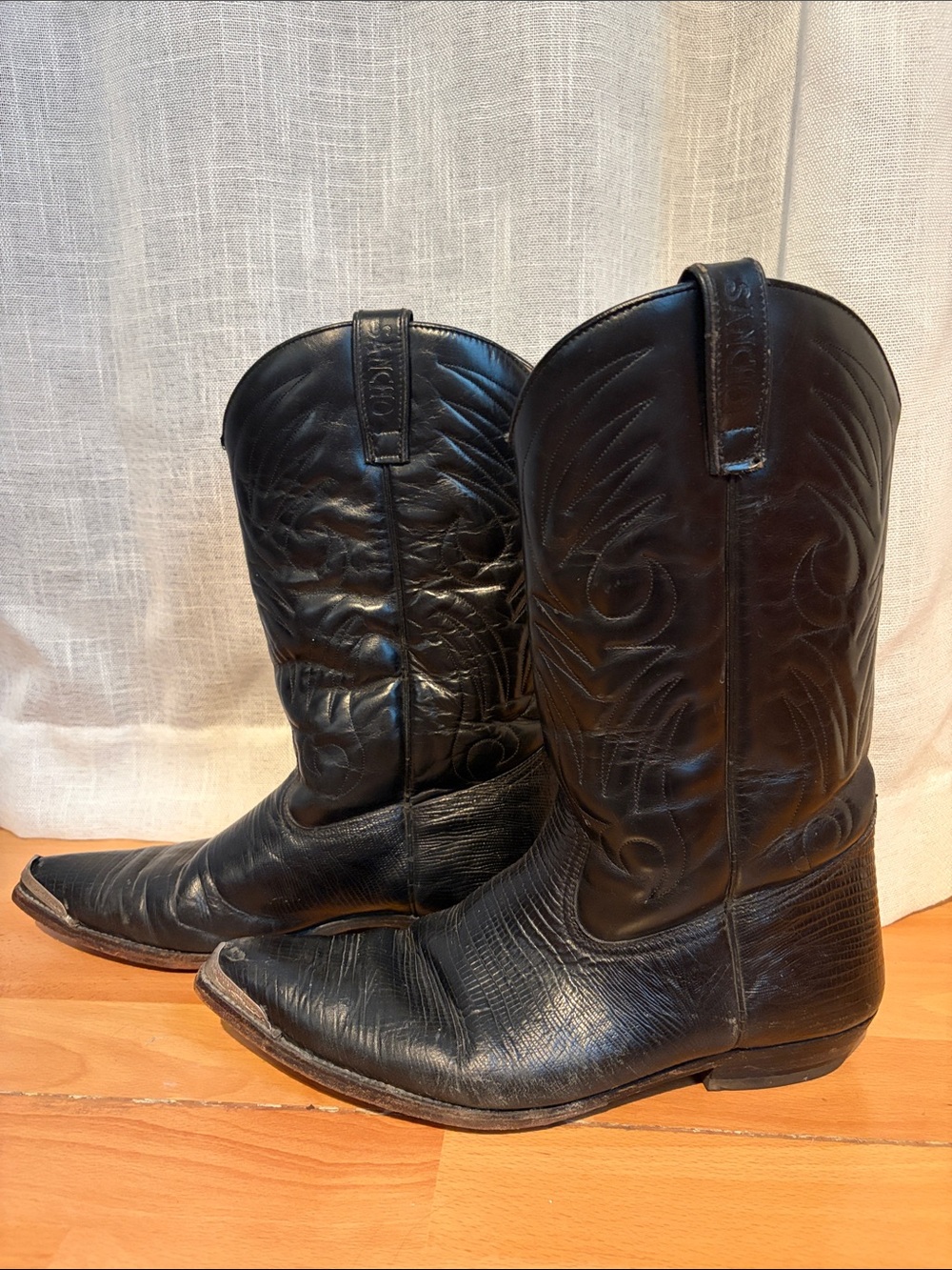 Men's Black Western Cowboy Boots - Leather